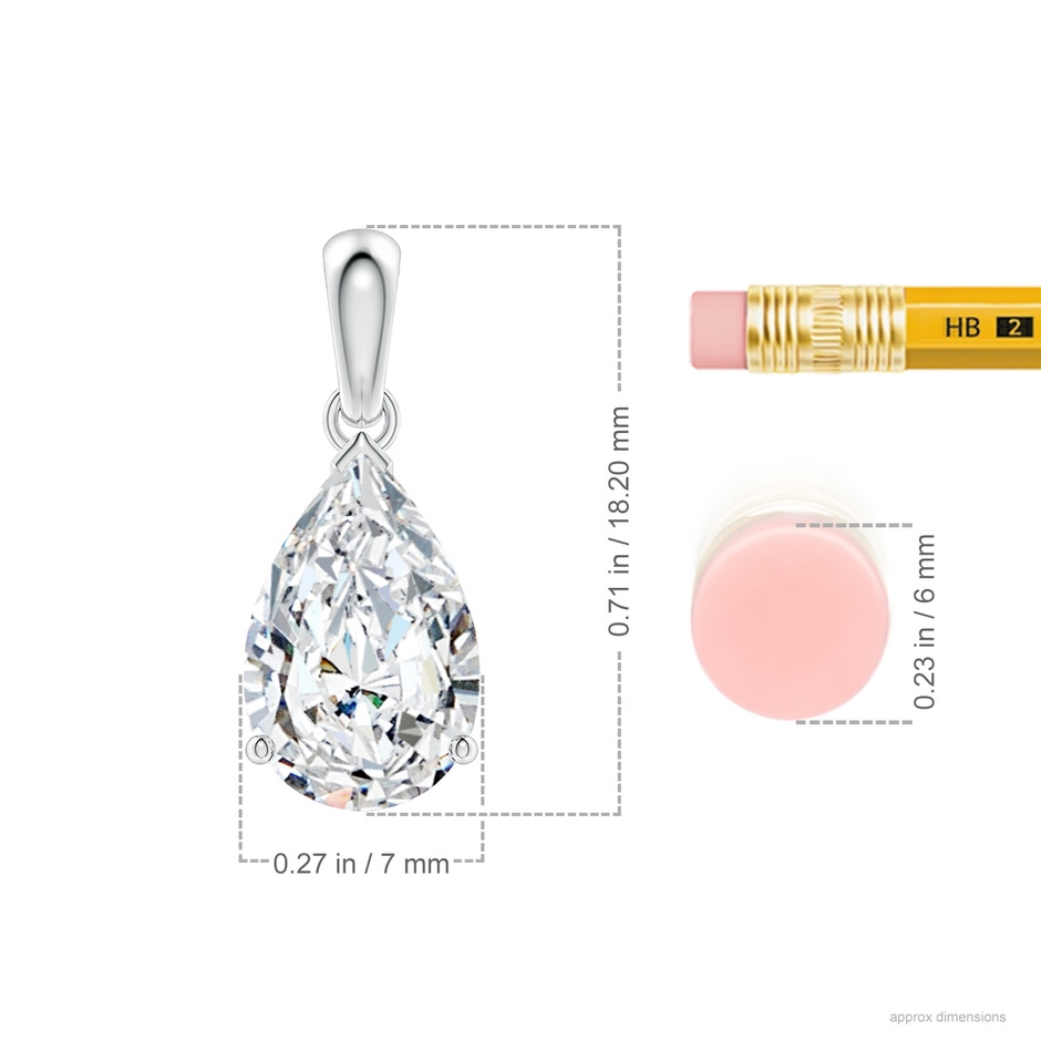 11x7mm FGVS Prong-Set Pear Lab-Grown Diamond Solitaire Pendant in White Gold ruler