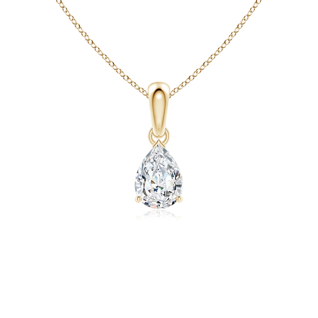 7x5mm FGVS Prong-Set Pear Lab-Grown Diamond Solitaire Pendant in 10K Yellow Gold