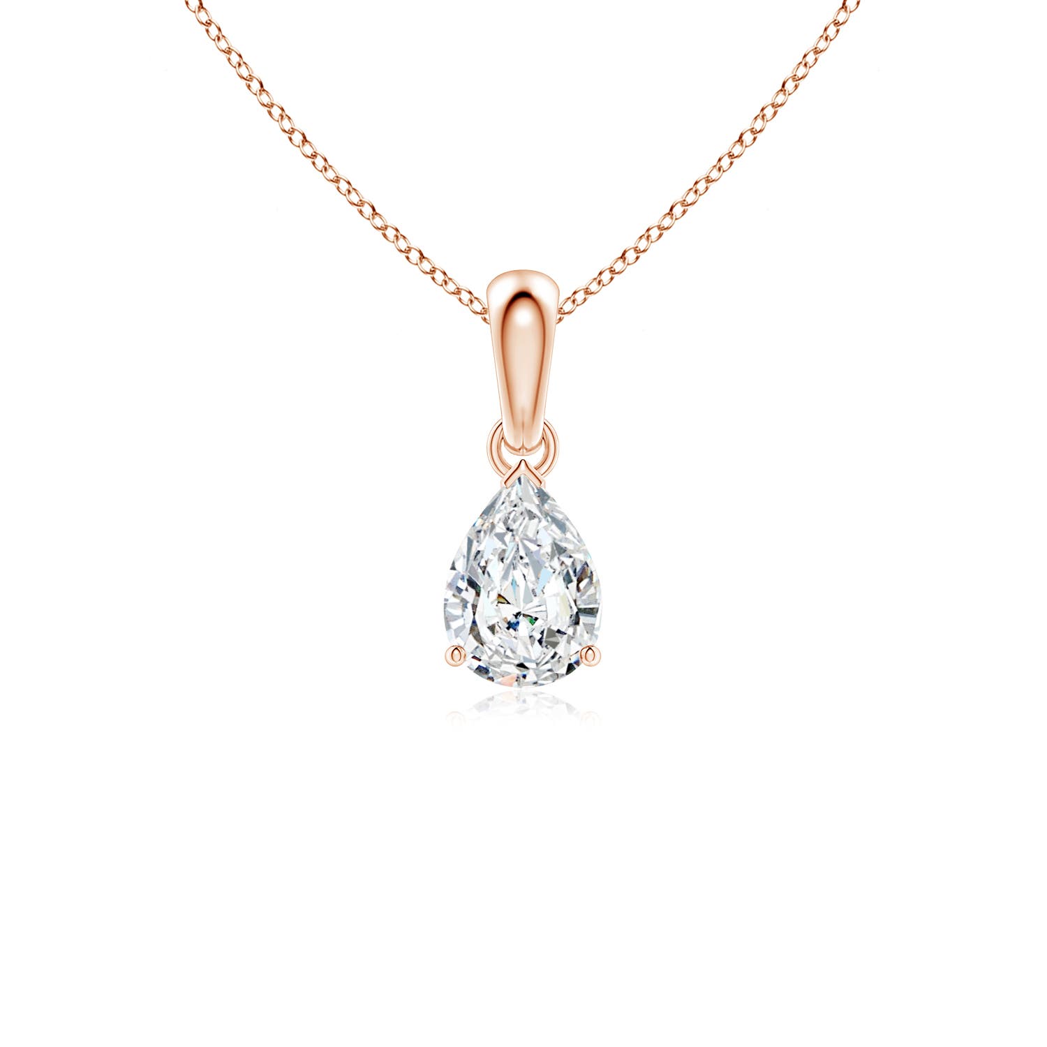7x5mm FGVS Prong-Set Pear Lab-Grown Diamond Solitaire Pendant in Rose Gold