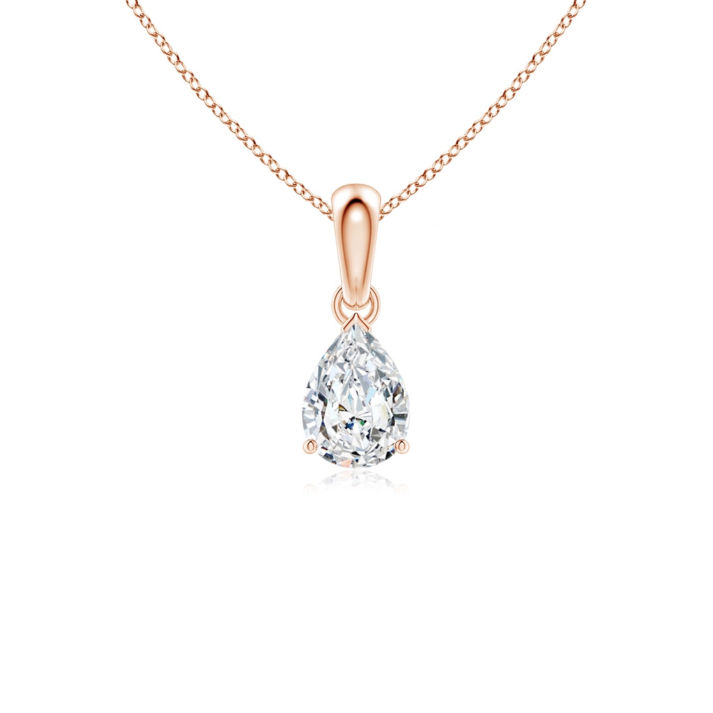 7x5mm FGVS Prong-Set Pear Lab-Grown Diamond Solitaire Pendant in Rose Gold
