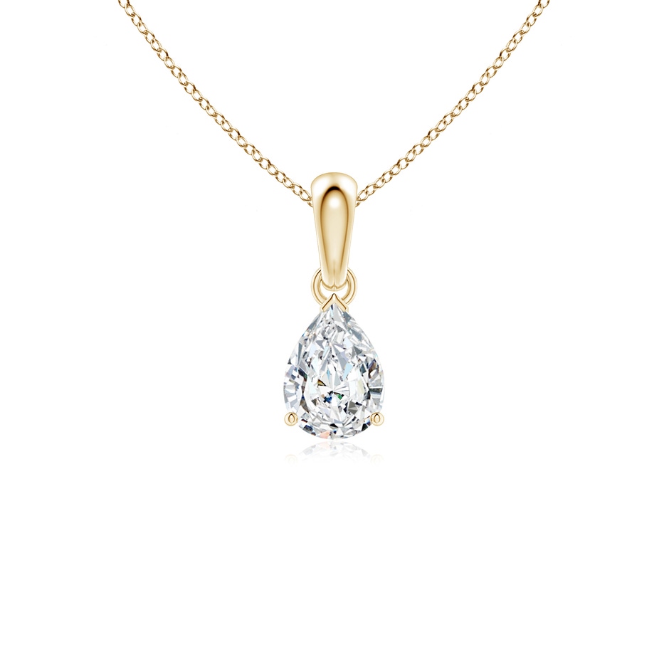 7x5mm FGVS Prong-Set Pear Lab-Grown Diamond Solitaire Pendant in Yellow Gold 