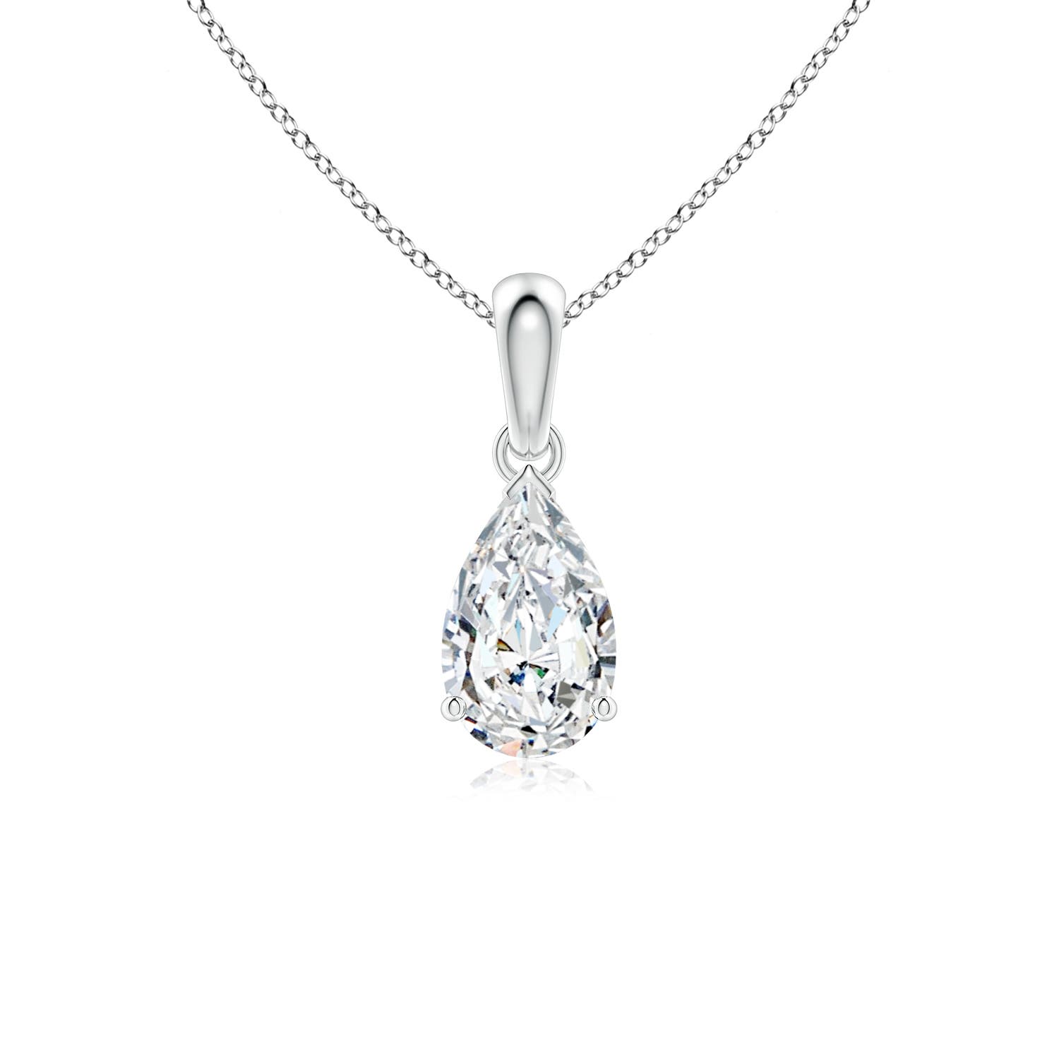 9x5.5mm FGVS Prong-Set Pear Lab-Grown Diamond Solitaire Pendant in P950 Platinum