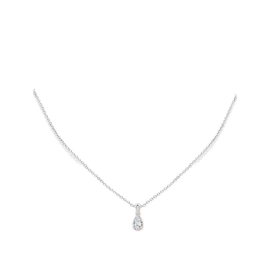 9x5.5mm FGVS Prong-Set Pear Lab-Grown Diamond Solitaire Pendant in S999 Silver pen