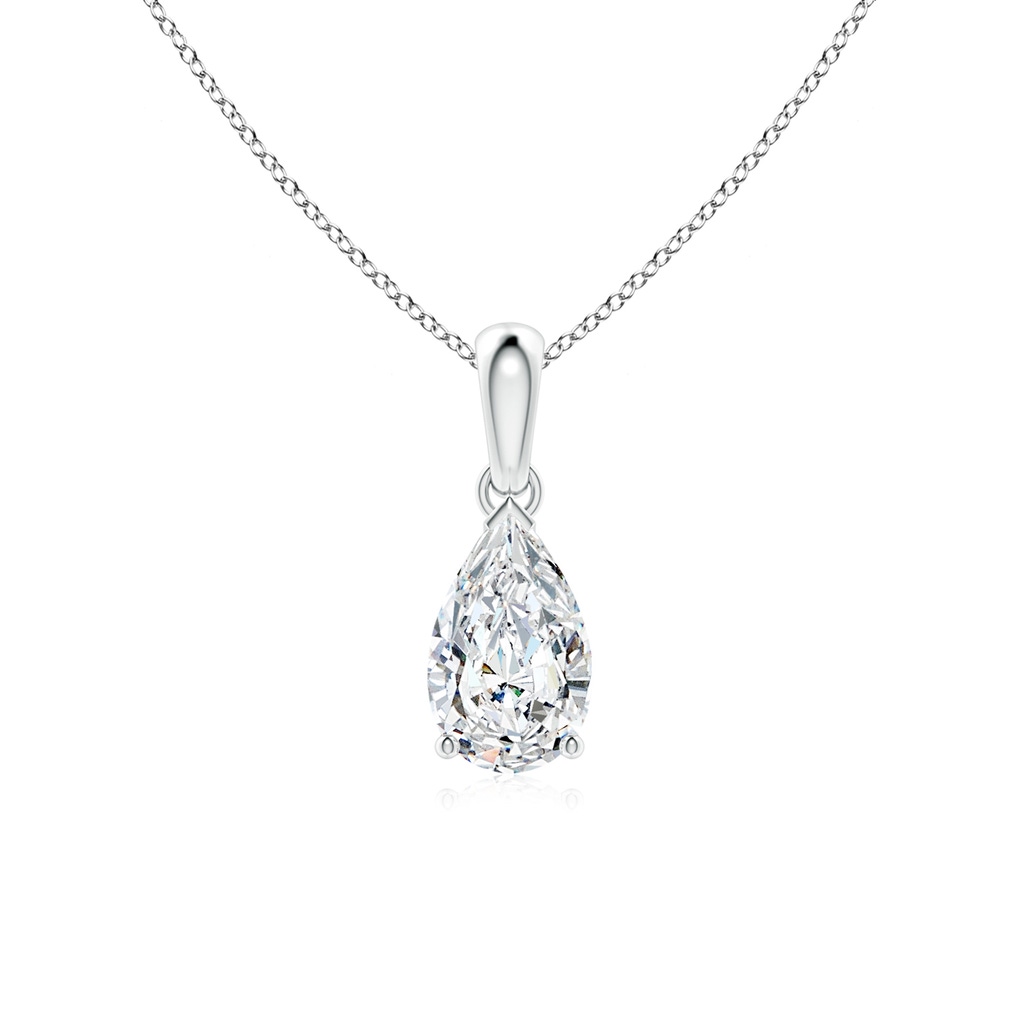 9x5.5mm FGVS Lab-Grown Pear-Shaped Diamond Solitaire Pendant in White Gold