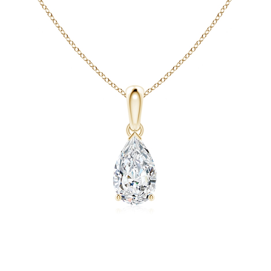 9x5.5mm FGVS Lab-Grown Pear-Shaped Diamond Solitaire Pendant in Yellow Gold 