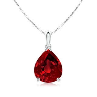 12x10mm Labgrown Lab-Grown Pear-Shaped Ruby Solitaire Pendant in P950 Platinum