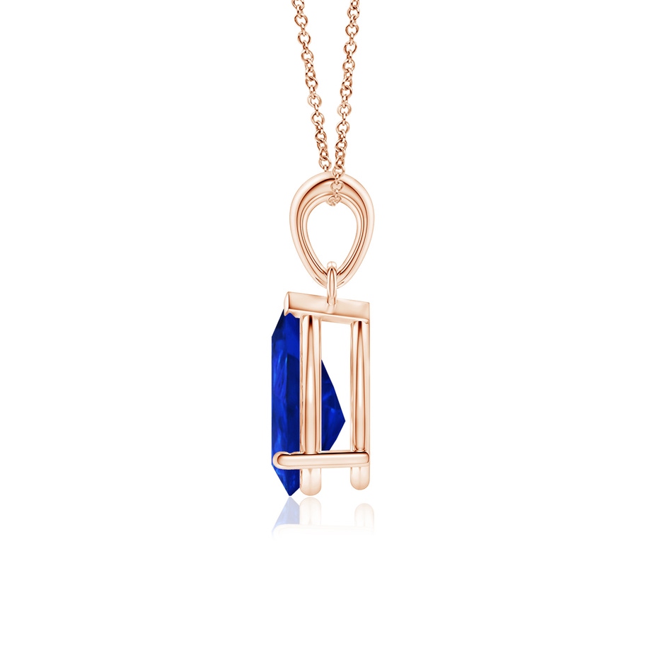 10x7mm Labgrown Prong-Set Pear Lab-Grown Blue Sapphire Solitaire Pendant in Rose Gold side 199