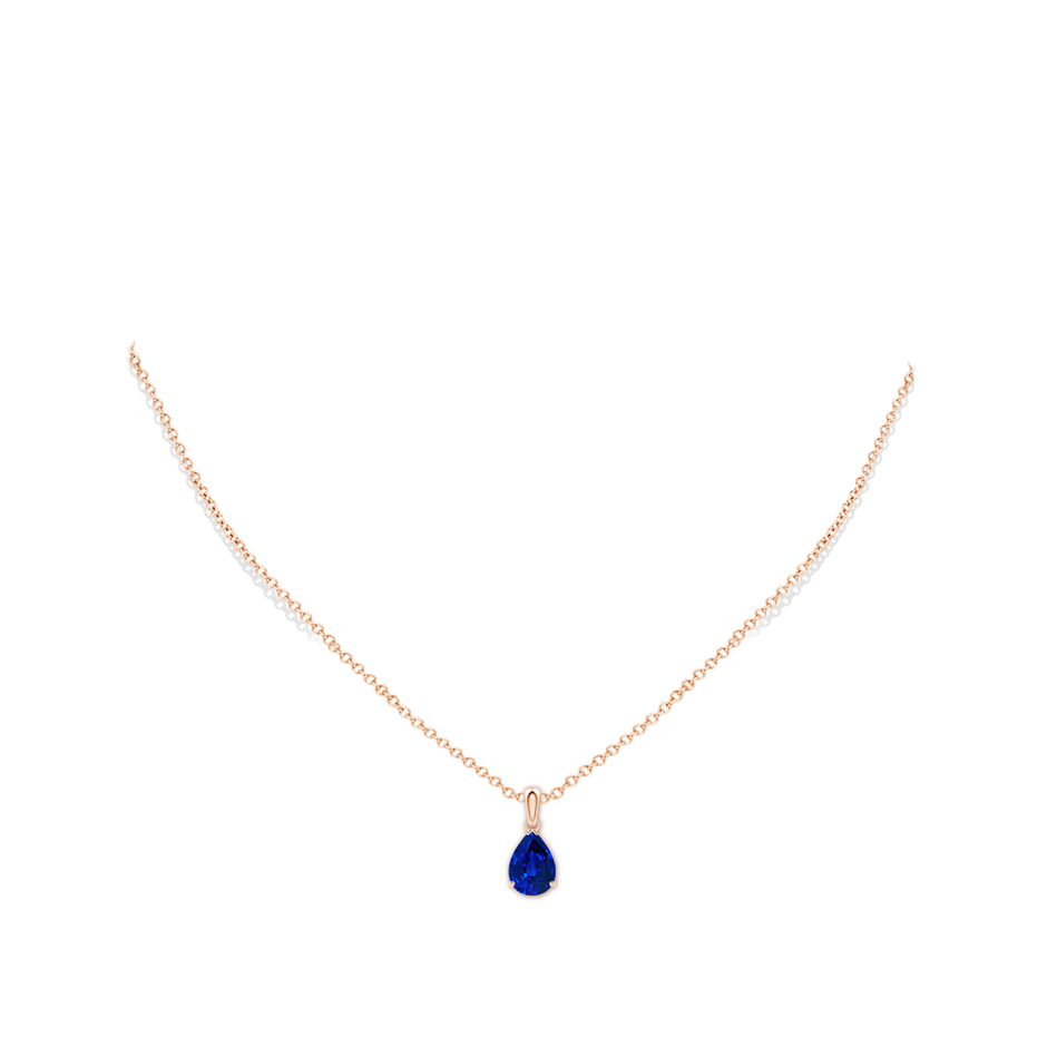 10x7mm Labgrown Prong-Set Pear Lab-Grown Blue Sapphire Solitaire Pendant in Rose Gold pen
