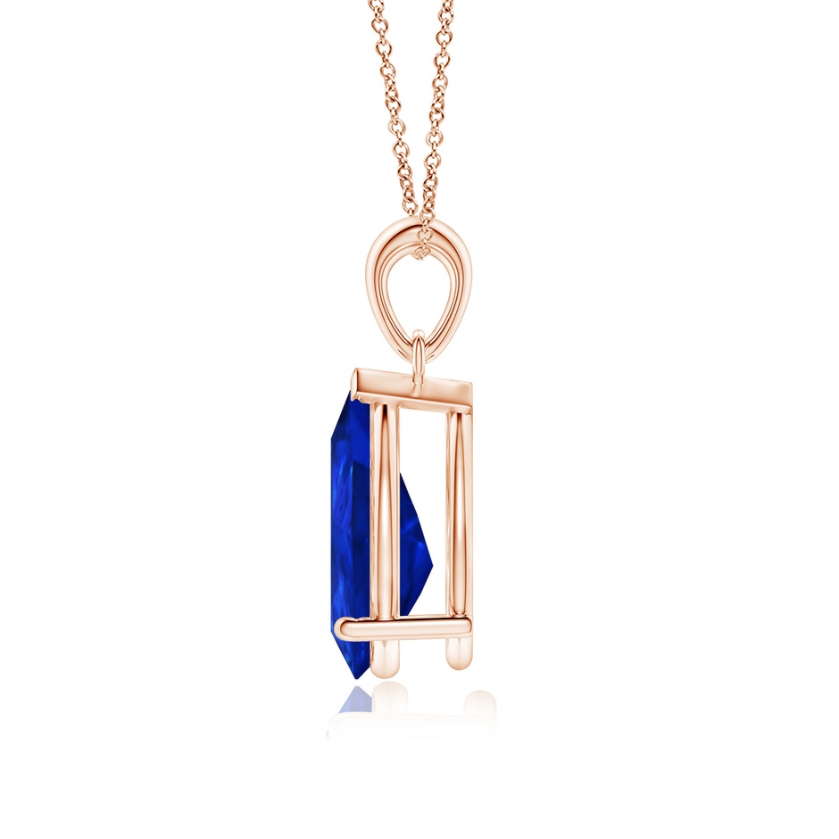 12x8mm Labgrown Prong-Set Pear Lab-Grown Blue Sapphire Solitaire Pendant in Rose Gold side 199