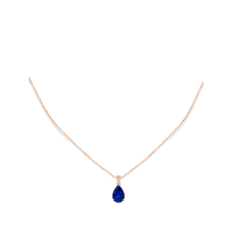 12x8mm Labgrown Prong-Set Pear Lab-Grown Blue Sapphire Solitaire Pendant in Rose Gold pen