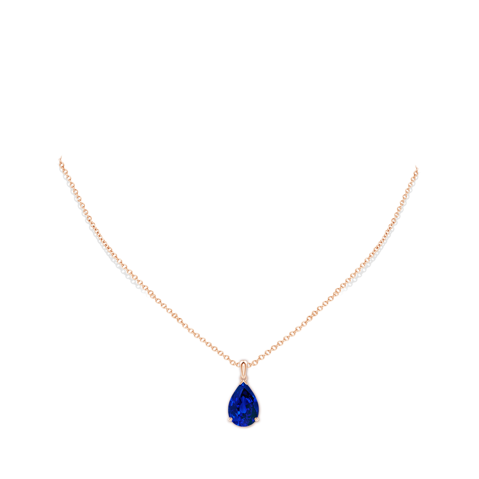 15x10mm Labgrown Prong-Set Pear Lab-Grown Blue Sapphire Solitaire Pendant in 18K Rose Gold pen