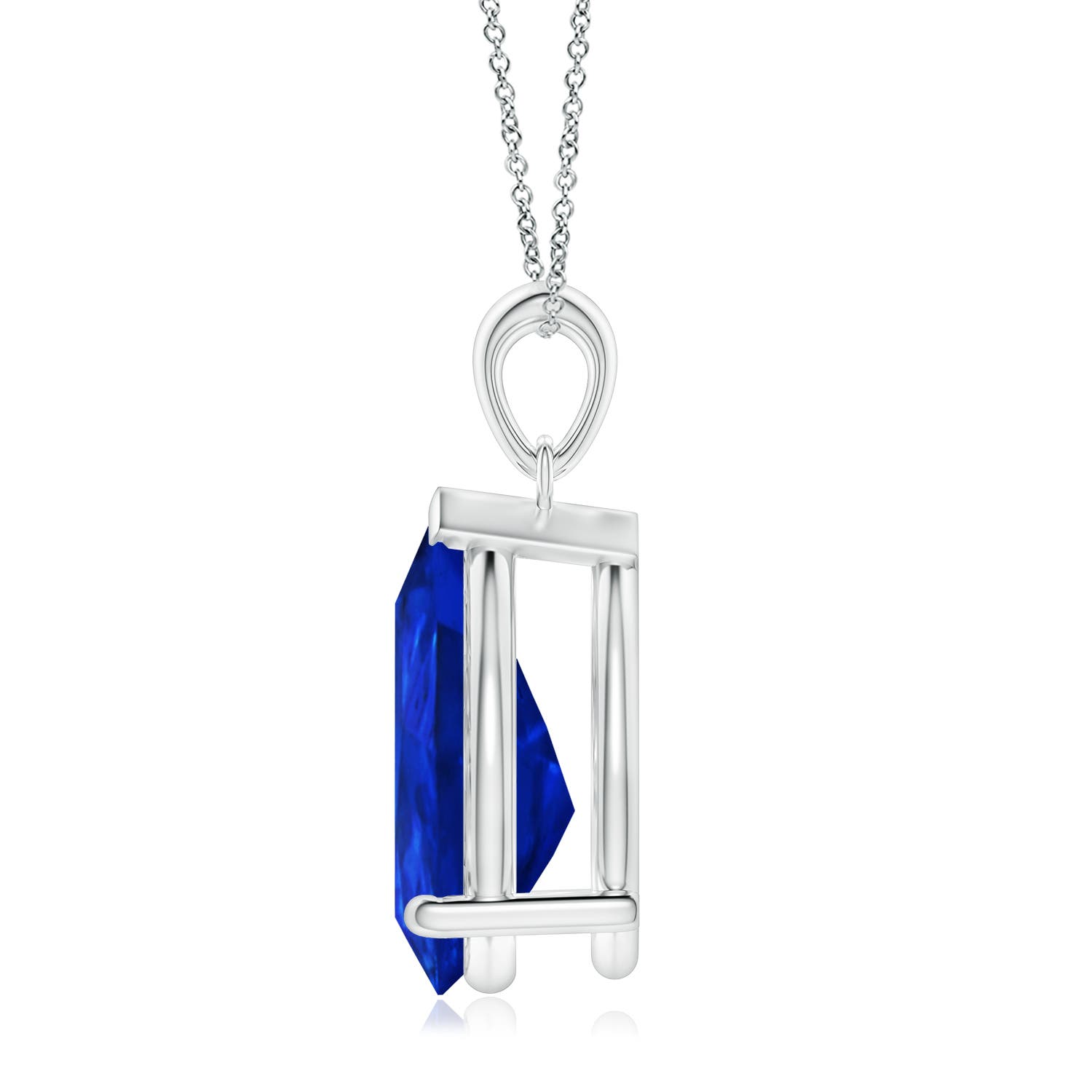 15x10mm Labgrown Prong-Set Pear Lab-Grown Blue Sapphire Solitaire Pendant in P950 Platinum