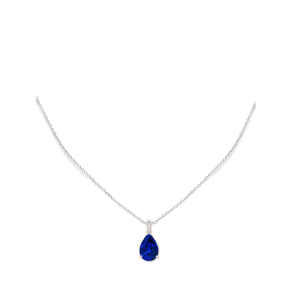 15x10mm Labgrown Prong-Set Pear Lab-Grown Blue Sapphire Solitaire Pendant in P950 Platinum pen