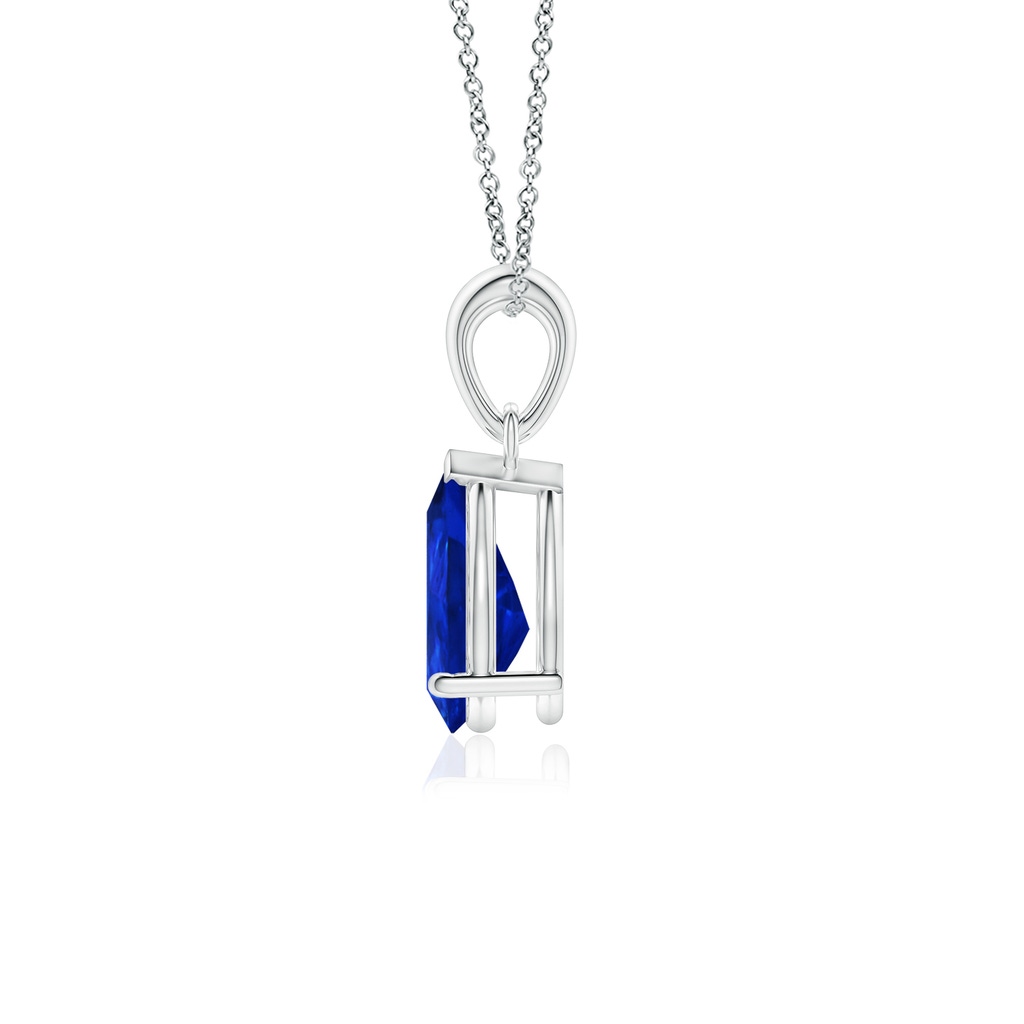 9x6mm Labgrown Prong-Set Pear Lab-Grown Blue Sapphire Solitaire Pendant in S999 Silver - side 199