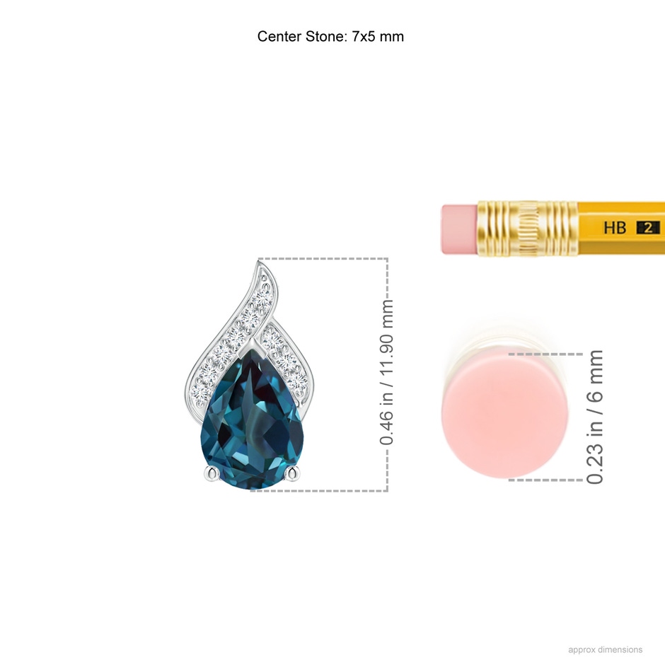 7x5mm Labgrown Solitaire Pear-Shaped Lab-Grown Alexandrite Flame Pendant in P950 Platinum ruler