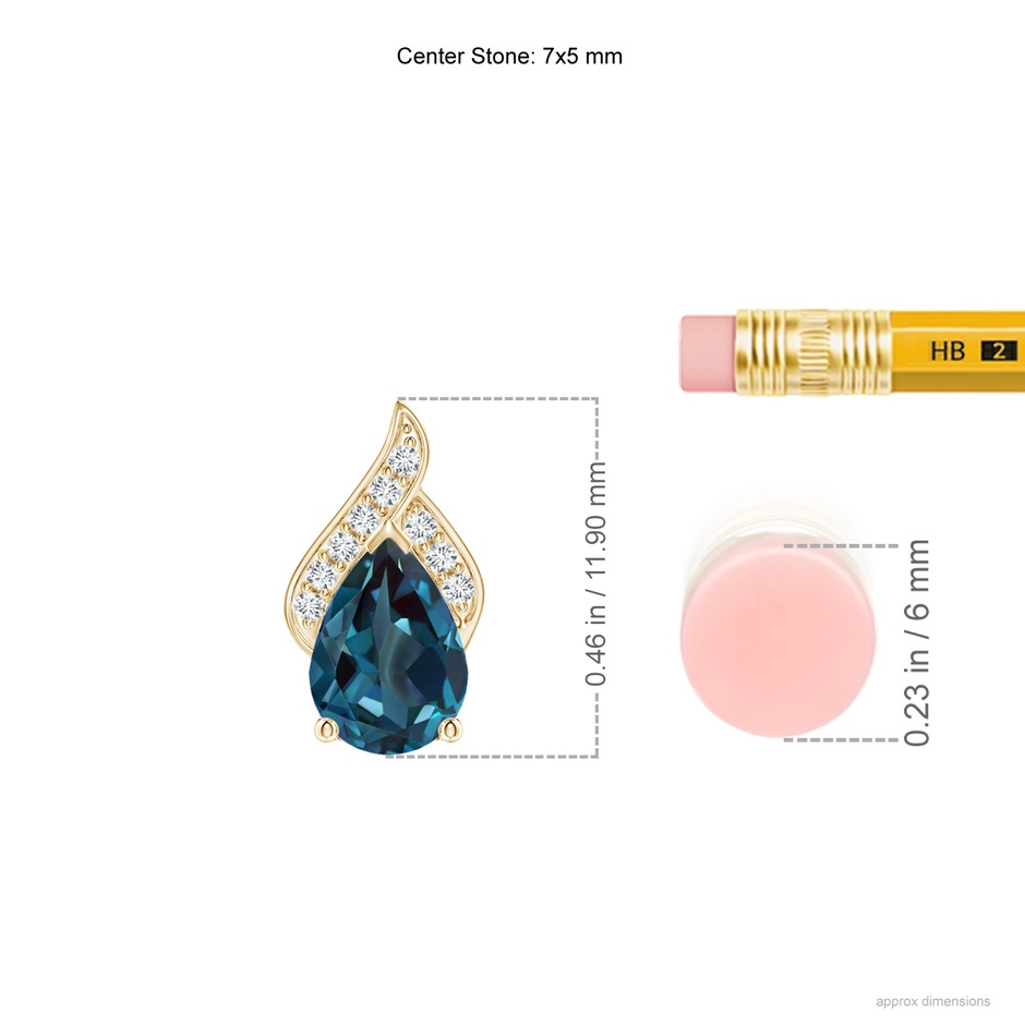 7x5mm Labgrown Solitaire Pear-Shaped Lab-Grown Alexandrite Flame Pendant in Yellow Gold ruler