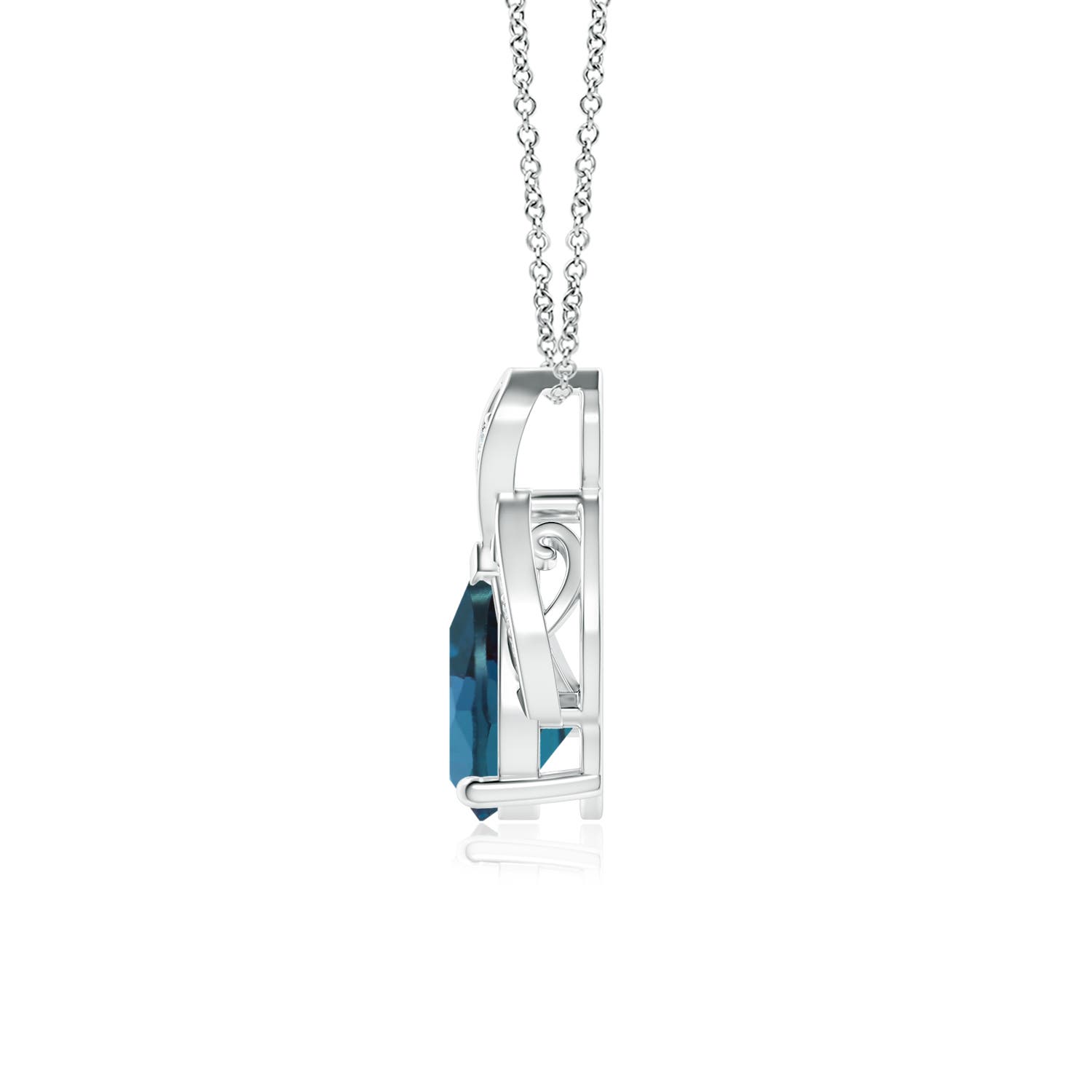 8x6mm Labgrown Solitaire Pear-Shaped Lab-Grown Alexandrite Flame Pendant in White Gold - side 3