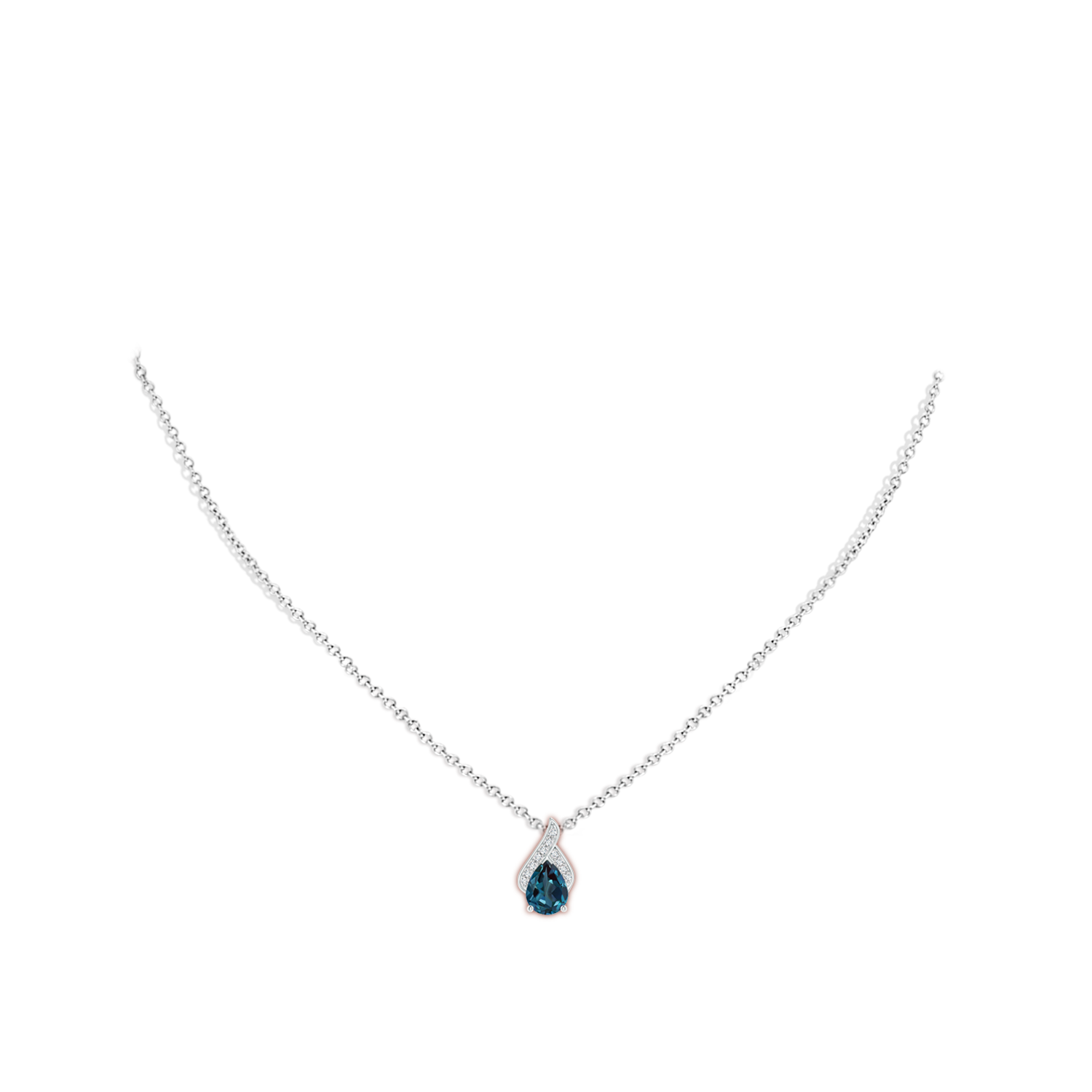 8x6mm Labgrown Solitaire Pear-Shaped Lab-Grown Alexandrite Flame Pendant in White Gold - body_neck