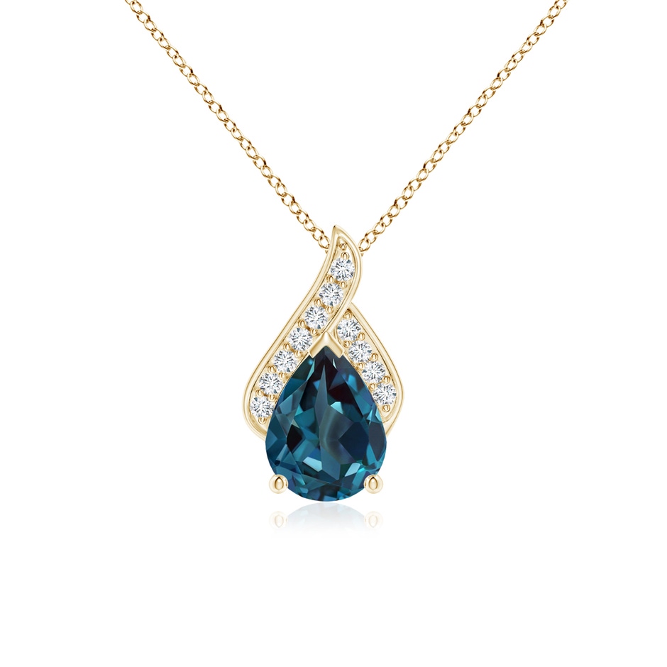 8x6mm Labgrown Solitaire Pear-Shaped Lab-Grown Alexandrite Flame Pendant in Yellow Gold 