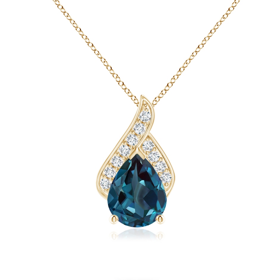 9x7mm Labgrown Solitaire Pear-Shaped Lab-Grown Alexandrite Flame Pendant in Yellow Gold 