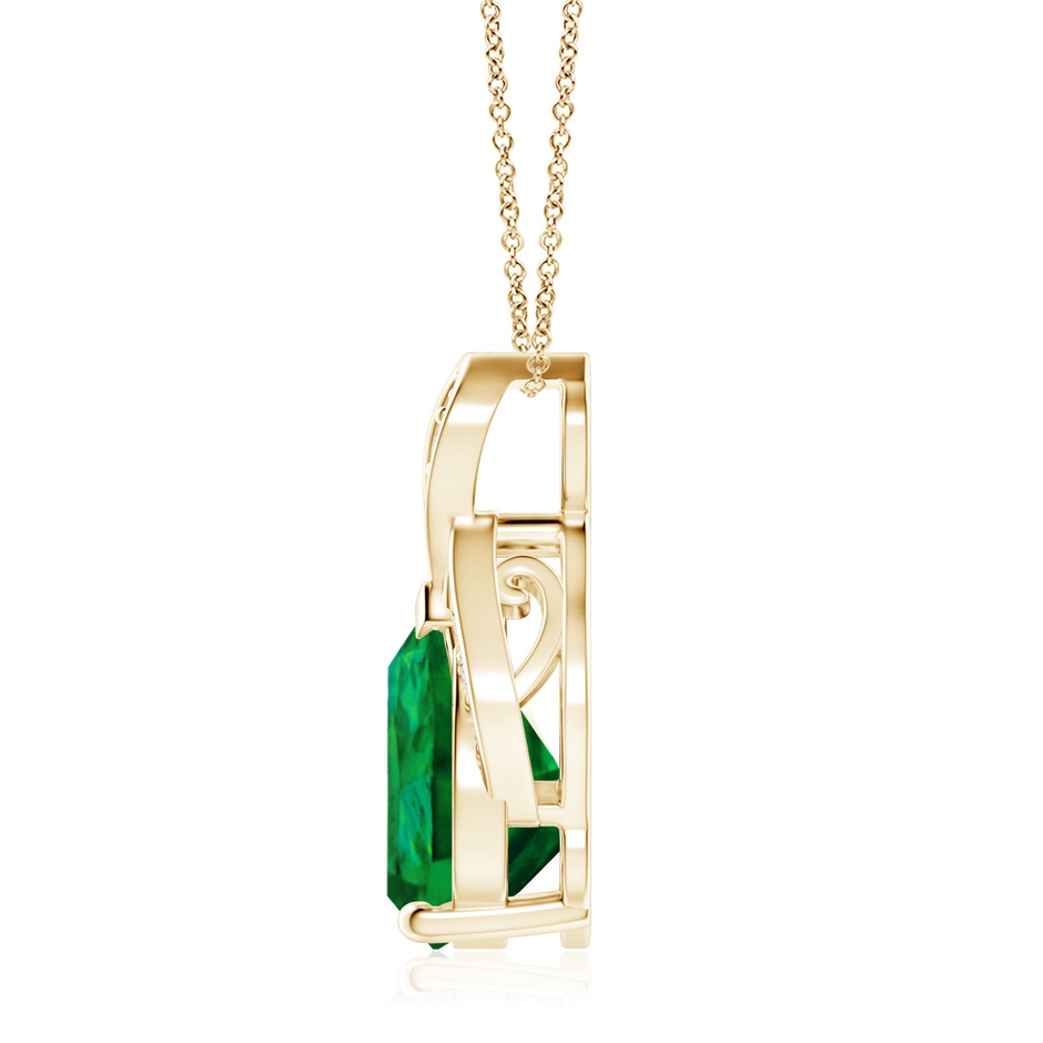 12x10mm Labgrown Lab-Grown Solitaire Pear-Shaped Emerald Flame Pendant in 18K Yellow Gold side 199