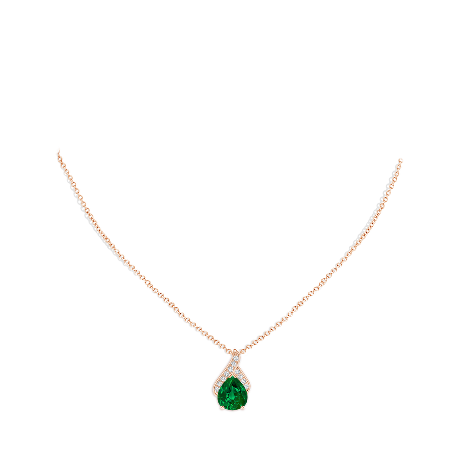 12x10mm Labgrown Lab-Grown Solitaire Pear-Shaped Emerald Flame Pendant in Rose Gold pen