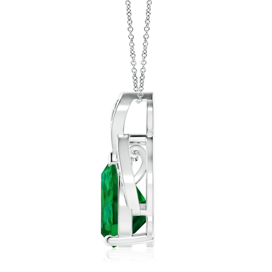 12x10mm Labgrown Lab-Grown Solitaire Pear-Shaped Emerald Flame Pendant in White Gold side 199