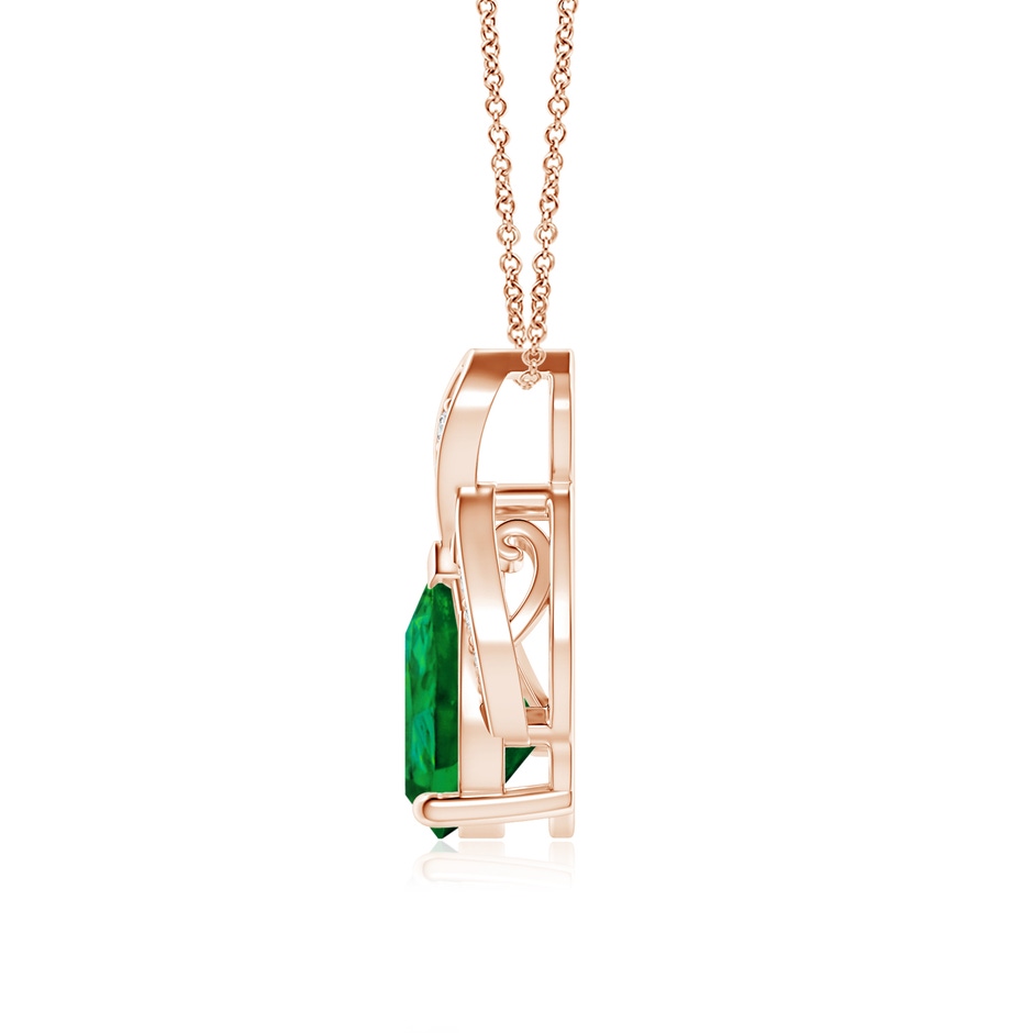 9x7mm Labgrown Lab-Grown Solitaire Pear-Shaped Emerald Flame Pendant in Rose Gold side 199