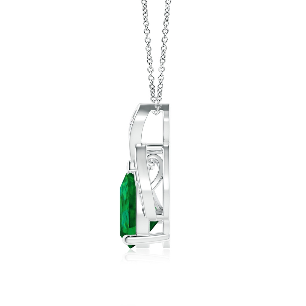 9x7mm Labgrown Lab-Grown Solitaire Pear-Shaped Emerald Flame Pendant in White Gold Side 199