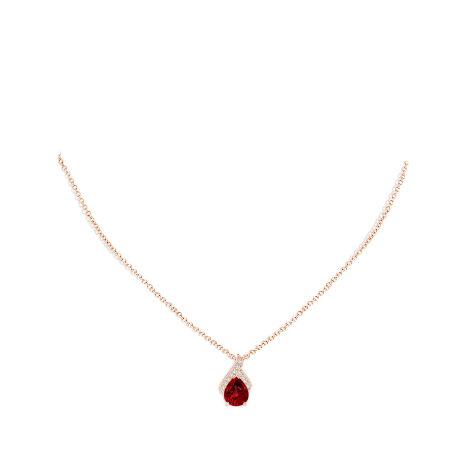 10x8mm Labgrown Lab-Grown Solitaire Pear-Shaped Ruby Flame Pendant in 18K Rose Gold pen