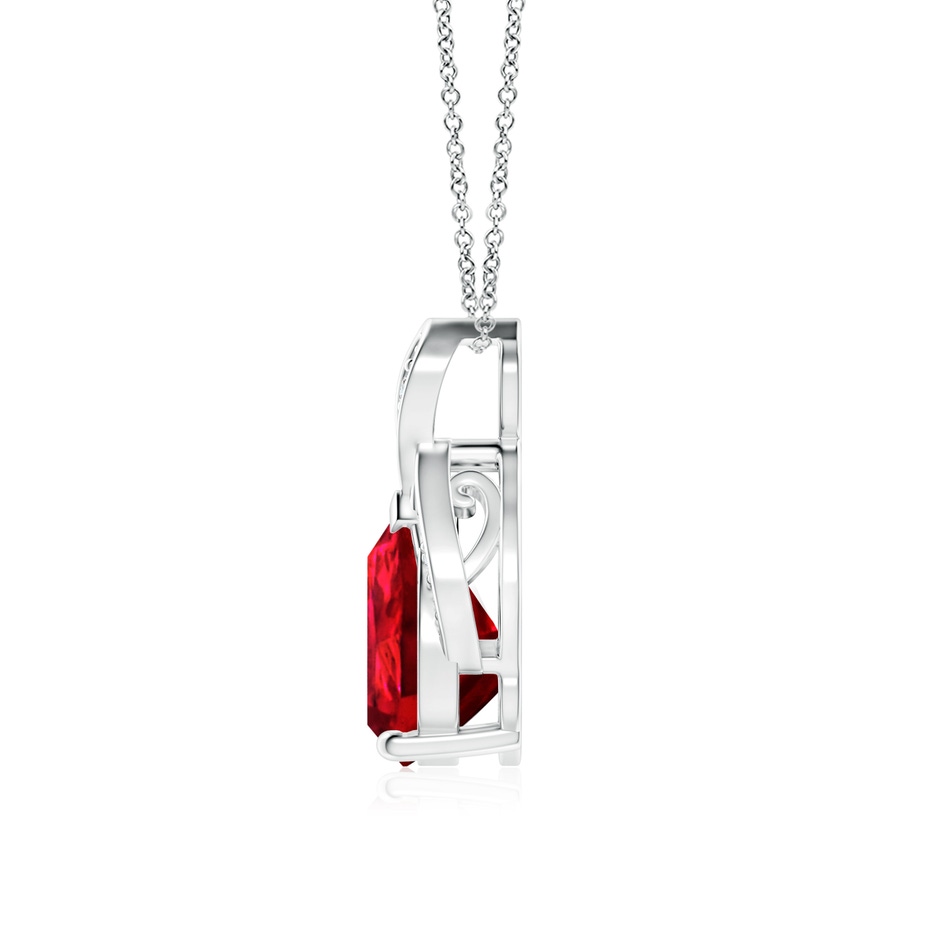 10x8mm Labgrown Lab-Grown Solitaire Pear-Shaped Ruby Flame Pendant in White Gold side 199