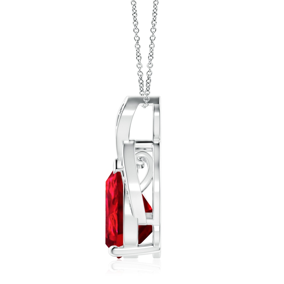 12x10mm Labgrown Lab-Grown Solitaire Pear-Shaped Ruby Flame Pendant in P950 Platinum side 199