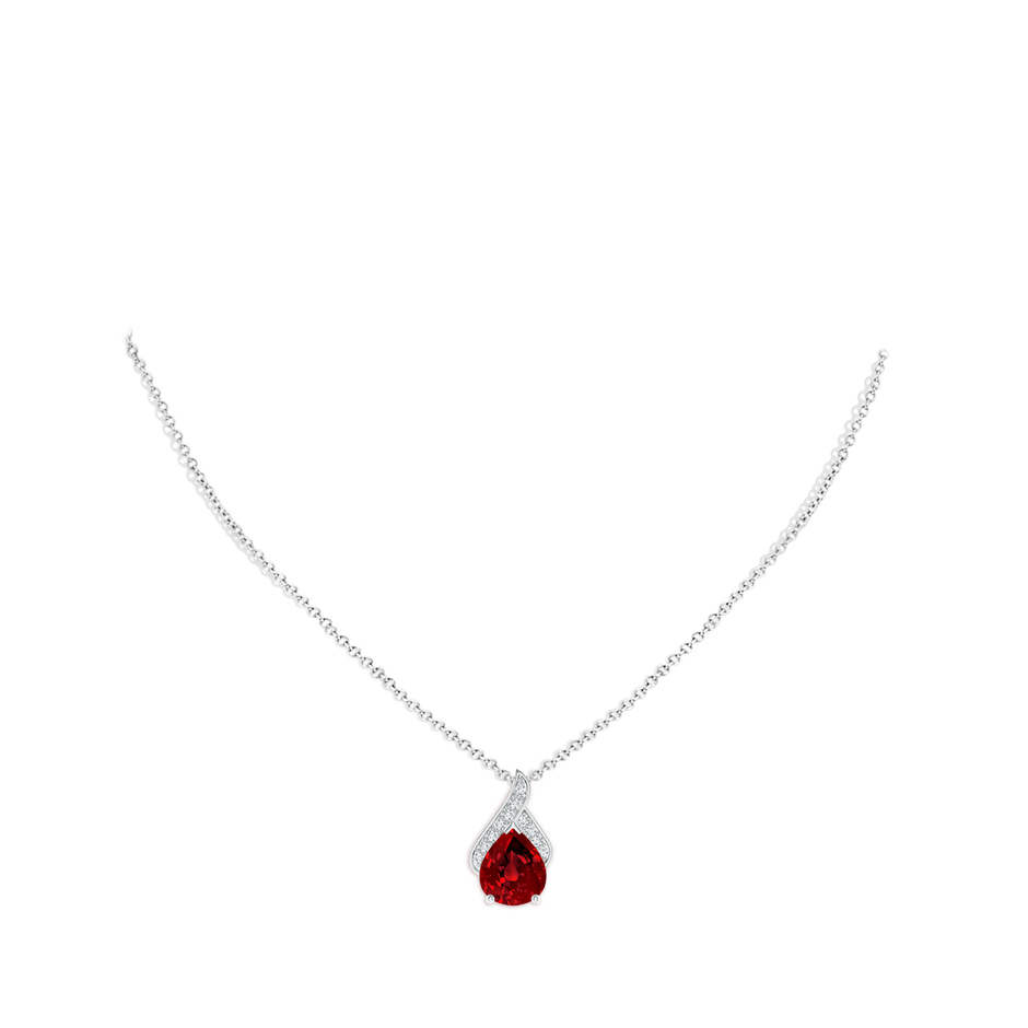 12x10mm Labgrown Lab-Grown Solitaire Pear-Shaped Ruby Flame Pendant in P950 Platinum pen