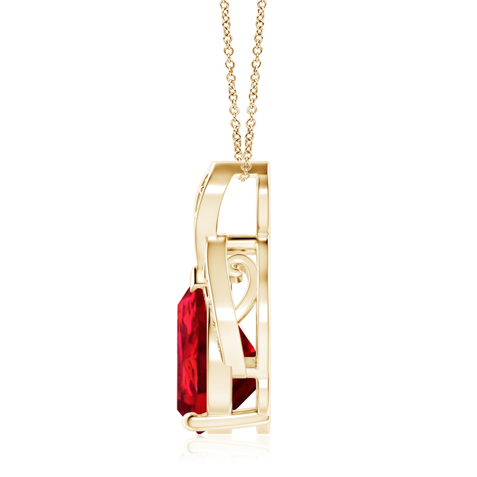 12x10mm Labgrown Lab-Grown Solitaire Pear-Shaped Ruby Flame Pendant in Yellow Gold side 199