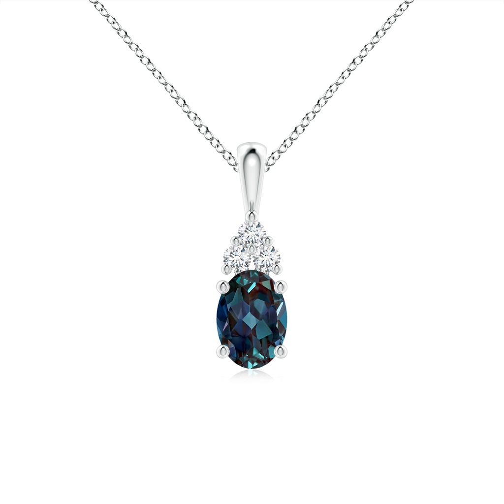 7x5mm Labgrown Oval Lab-Grown Alexandrite Solitaire Pendant with Trio Diamond in P950 Platinum