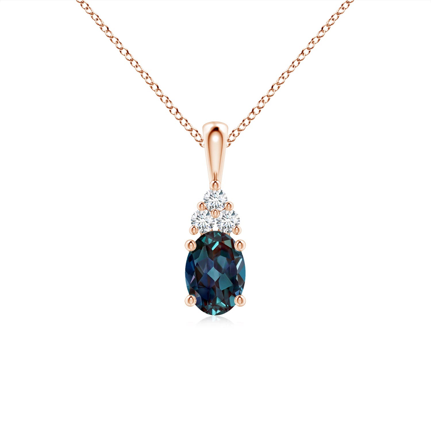 Image Representation of the Rose Gold Lab Grown Alexandrite Necklaces & Pendants
