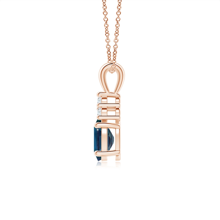 7x5mm Labgrown Oval Lab-Grown Alexandrite Solitaire Pendant with Trio Diamond in Rose Gold side 199