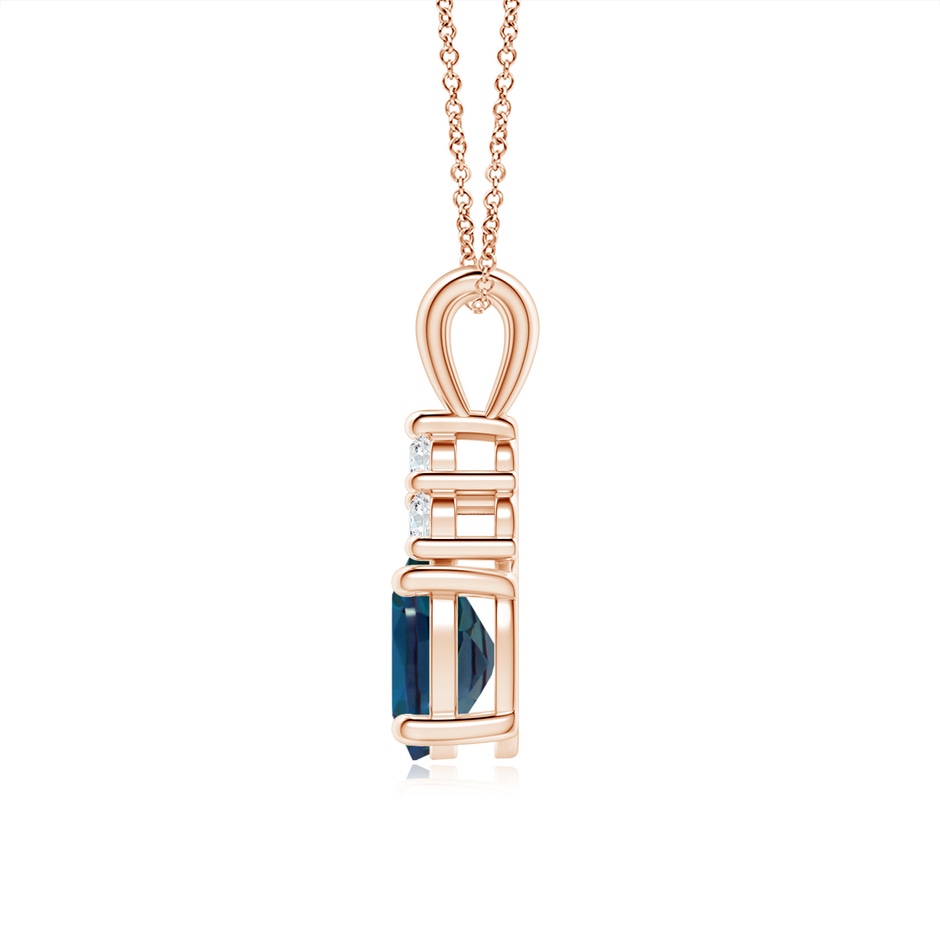 8x6mm Labgrown Oval Lab-Grown Alexandrite Solitaire Pendant with Trio Diamond in Rose Gold side 199