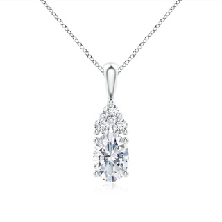 7.7x5.7mm FGVS Lab-Grown Oval Diamond Solitaire Pendant with Trio Diamond in S999 Silver