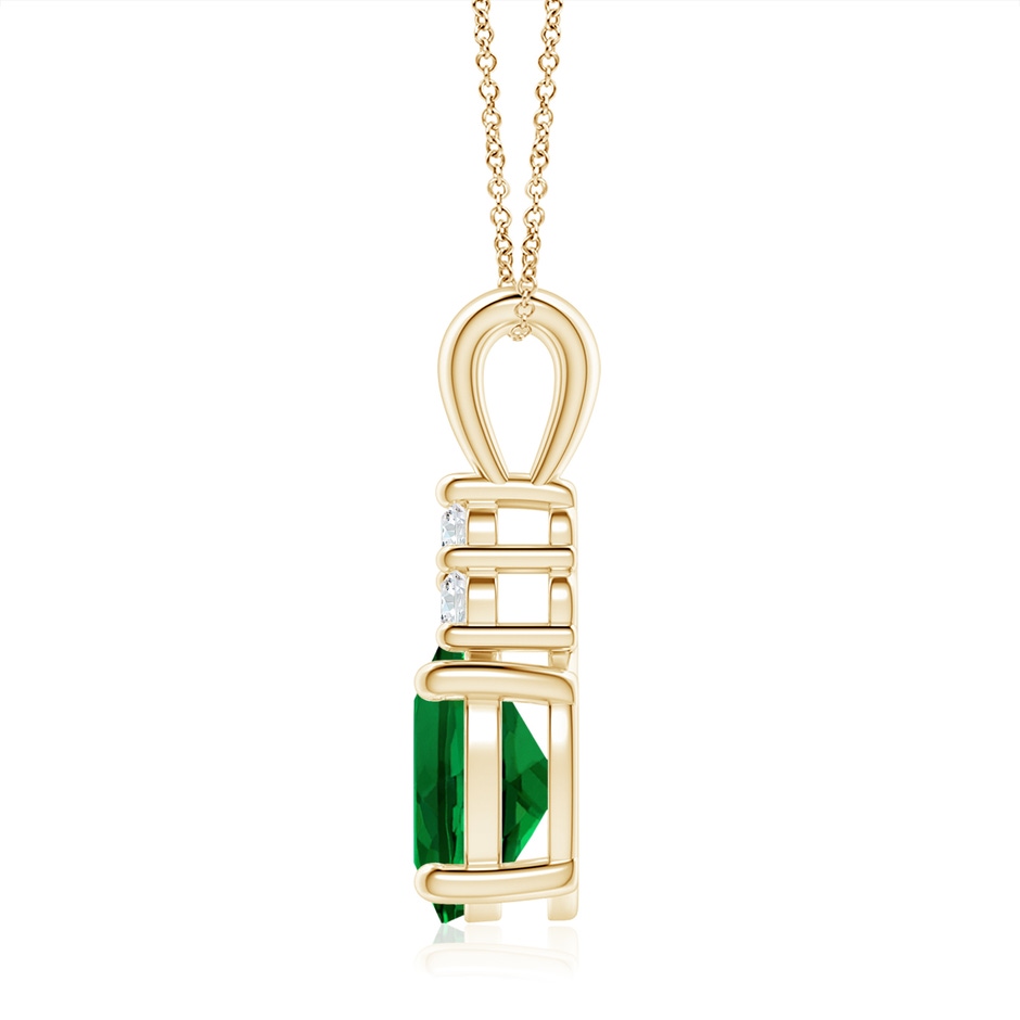 10x8mm Labgrown Lab-Grown Oval Emerald Solitaire Pendant with Trio Lab Diamond in Yellow Gold side 199