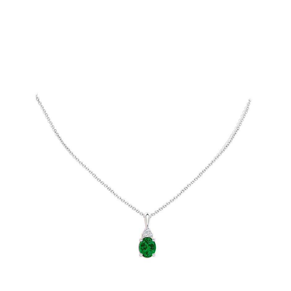 12x10mm Labgrown Lab-Grown Oval Emerald Solitaire Pendant with Trio Lab Diamond in P950 Platinum pen