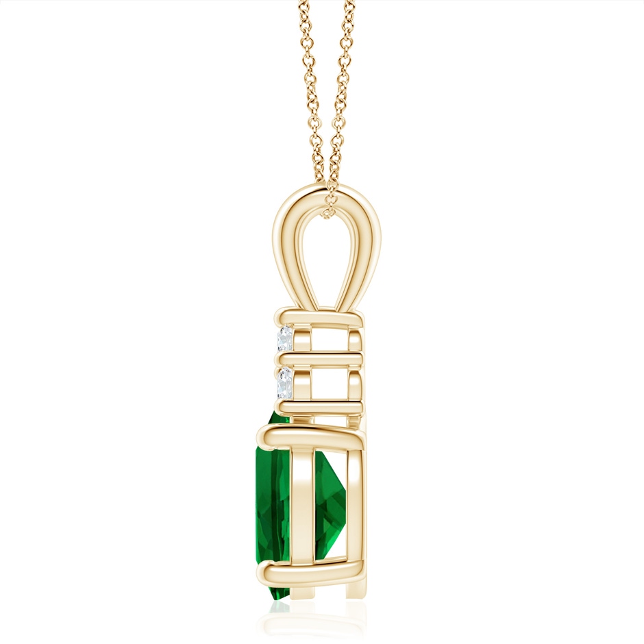 12x10mm Labgrown Lab-Grown Oval Emerald Solitaire Pendant with Trio Lab Diamond in Yellow Gold side 199