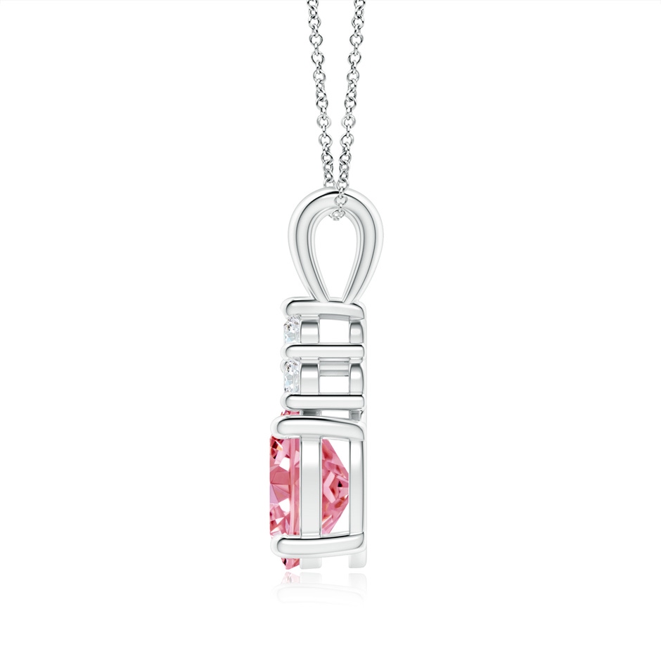 9x7mm Labgrown Oval Lab-Grown Fancy Intense Pink Diamond Solitaire Pendant with Trio Accents in White Gold side 199