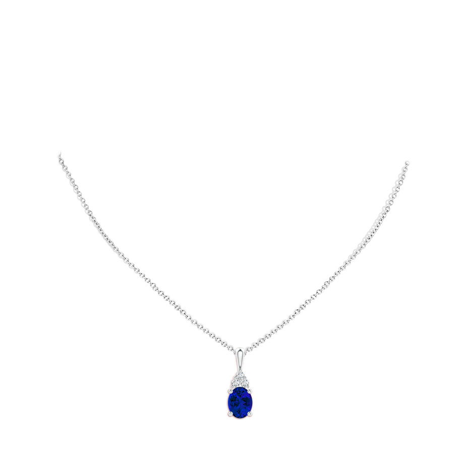 10x8mm Labgrown Lab-Grown Oval Sapphire Solitaire Pendant with Trio Lab Diamond in S999 Silver pen