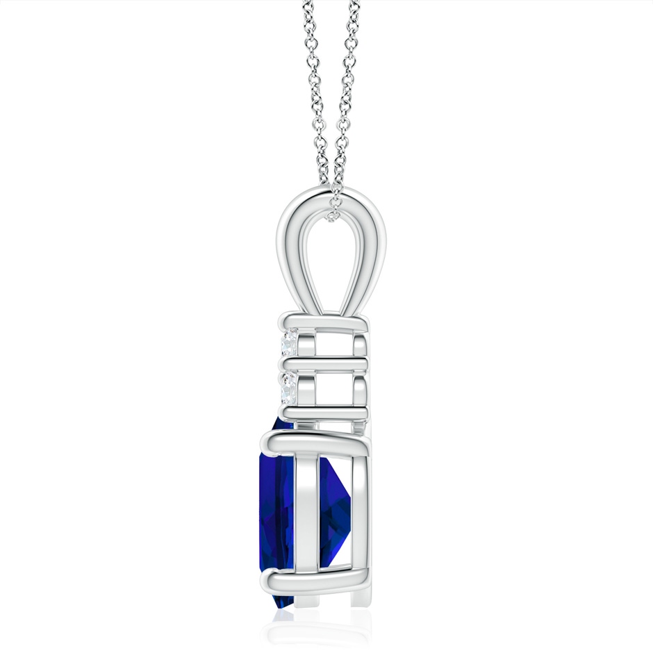 12x10mm Labgrown Lab-Grown Oval Sapphire Solitaire Pendant with Trio Lab Diamond in White Gold side 199