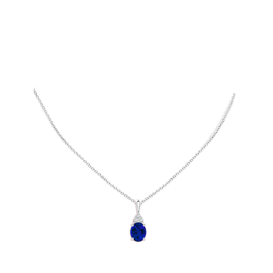 12x10mm Labgrown Lab-Grown Oval Sapphire Solitaire Pendant with Trio Lab Diamond in White Gold pen