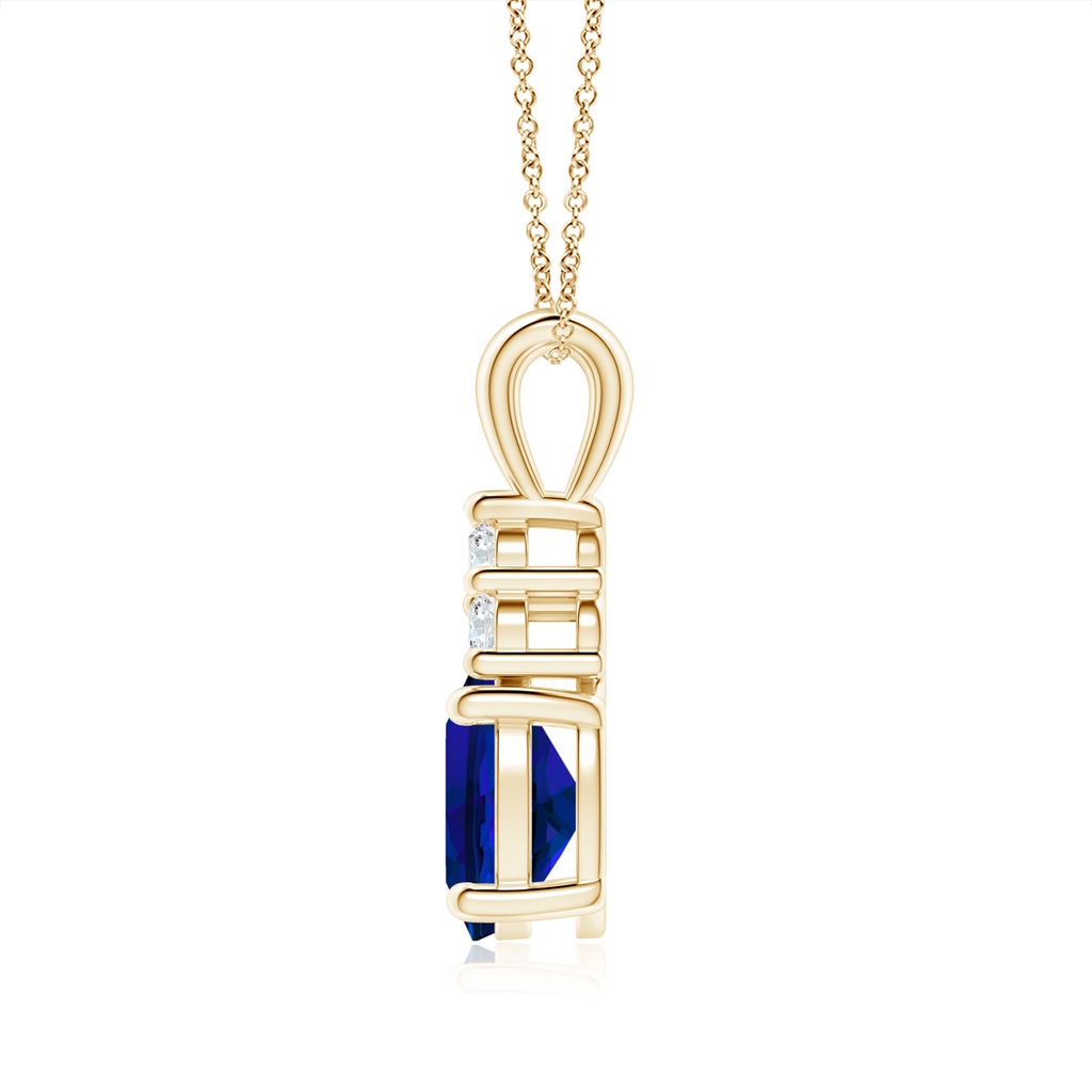 9x7mm Labgrown Lab-Grown Oval Sapphire Solitaire Pendant with Trio Lab Diamond in Yellow Gold - side 199
