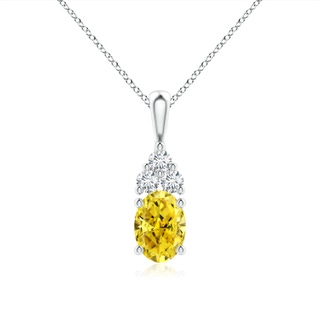 7.7x5.7mm Labgrown Oval Lab-Grown Fancy Intense Yellow Diamond Solitaire Pendant with Trio Accents in P950 Platinum