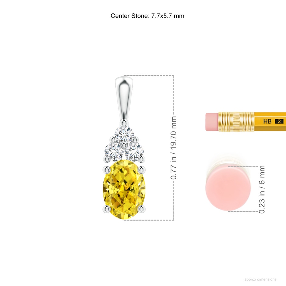 7.7x5.7mm Labgrown Oval Lab-Grown Fancy Intense Yellow Diamond Solitaire Pendant with Trio Accents in White Gold ruler