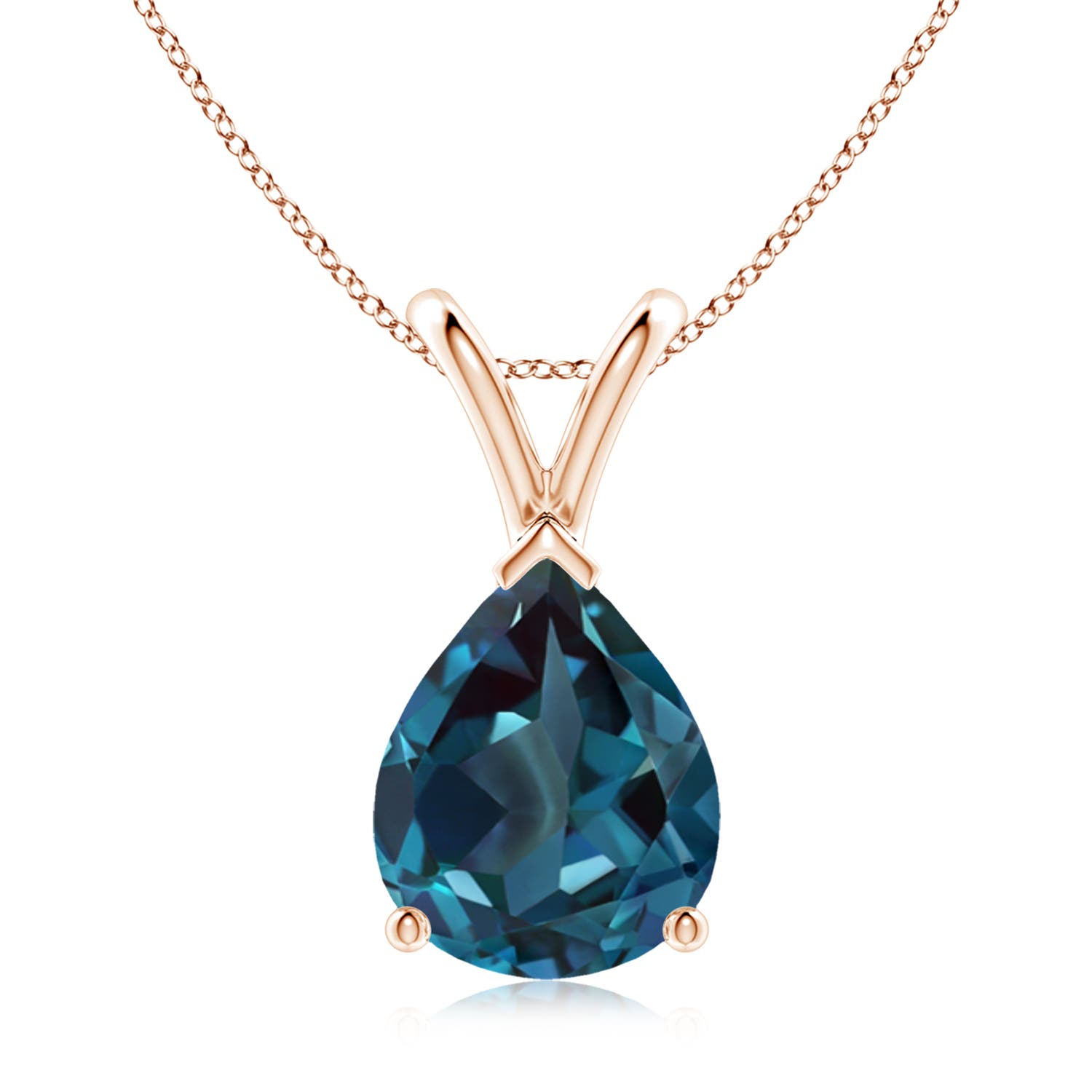 10x7mm Labgrown V-Bale Pear-Shaped Lab-Grown Alexandrite Solitaire Pendant in 18CT Rose Gold